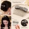 Silver Bow Hair Comb Bow Shape Updo Hair Comb Gifts Back-of-head Bun Hairbrush  Updo Styling