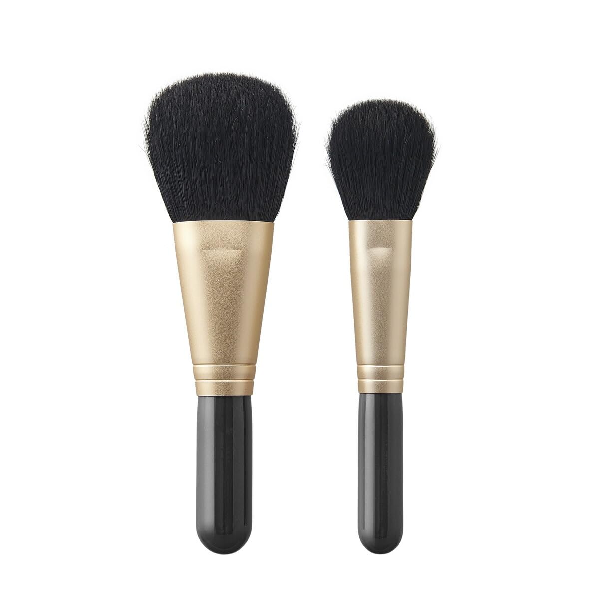 

Takumi no Keshōfude Cosme-dō Kumano Brush Makeup Brush Set: Brush of the Heart Face Brush + Round Flat Cheek Brush (2-piece set, goat hair, black hand