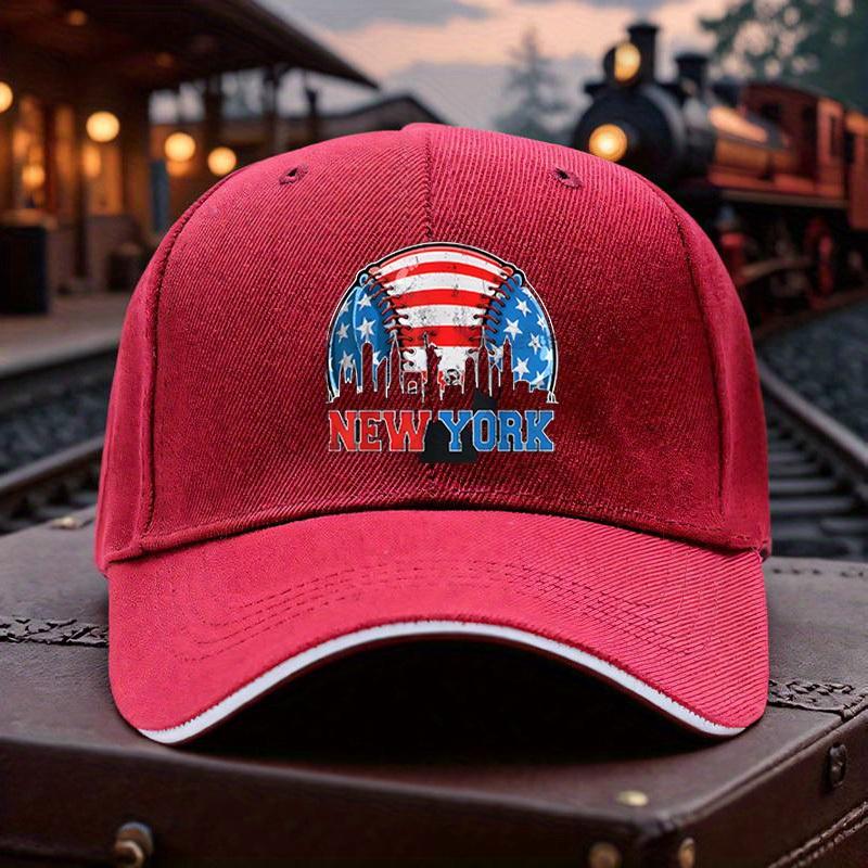 New York Skyline Baseball Graphic Baseball Cap Polyester Adjustable Casual Outdoor Sport Headwear