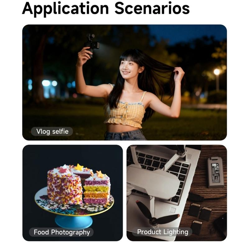 Photography Light Fit for Pocket 3 Adjustable Brightness Soft Lighting Auxiliary LED Fill Light Type C Rechargeable