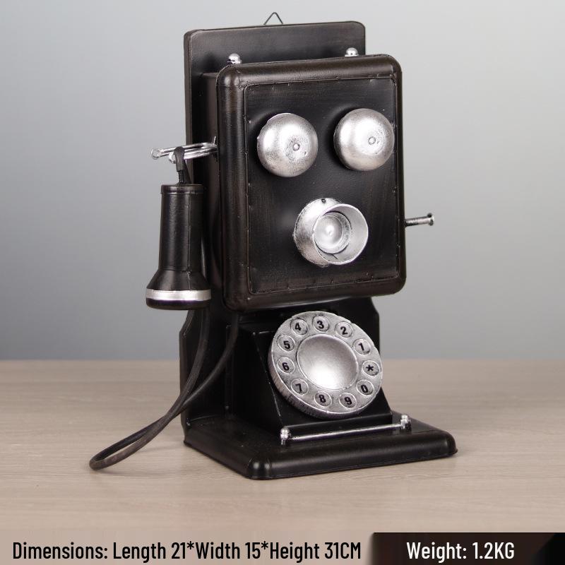 Retro All-Metal Telephone Model: Home Decoration & Wine Cabinet Ornament