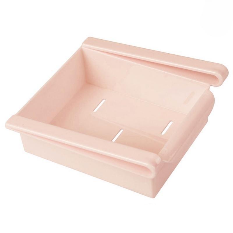 Слайд-кухонный холодильник с морозильной камерой, органайзер для экономии места, стеллаж для хранения, держатель полки 1PC розовый