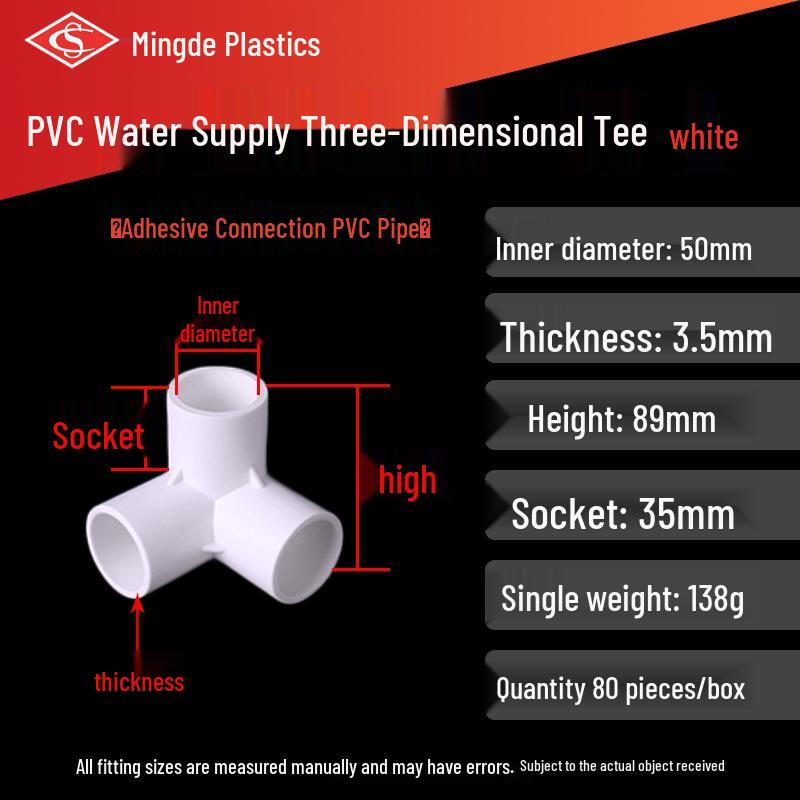 PVC Vícesměrné 3D Plastové Fitinky pro Vodovodní Potrubí (Pravoúhlý, Čtyřcestný, Pěticestný, Šesticestný T-kus)