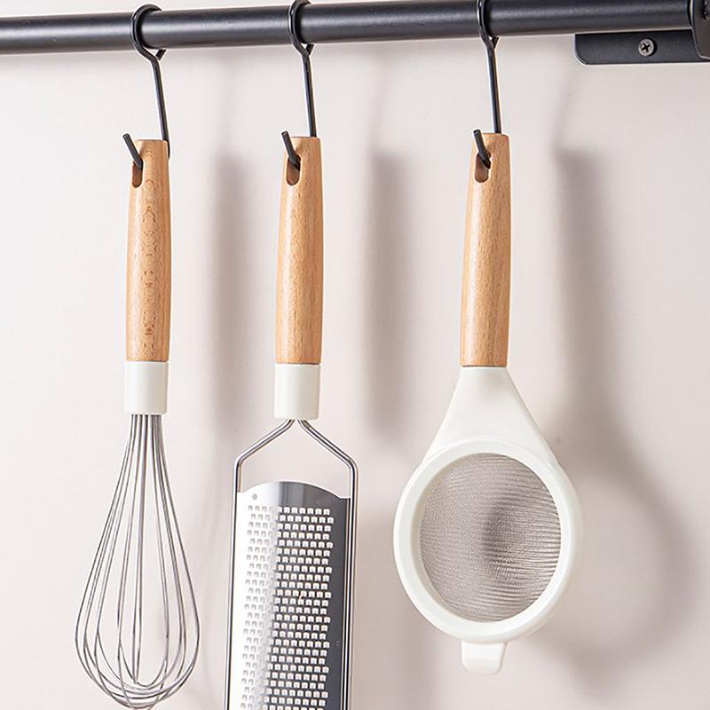 Wooden Handle Sieve Stainless Steel Fine Mesh Flour Sifter Colander Sugar Cocoa Matcha Powder Flour Colander Hand-Held