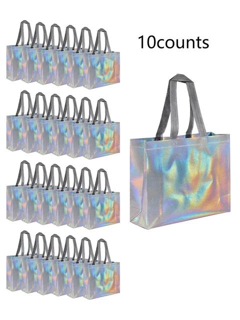 D2 10Pcs Silver Gold Reusable Gift Tote Grocery Shopping Bag Gift For Bridesmaids Birthday Party Wedding Bachelor Party Supplies