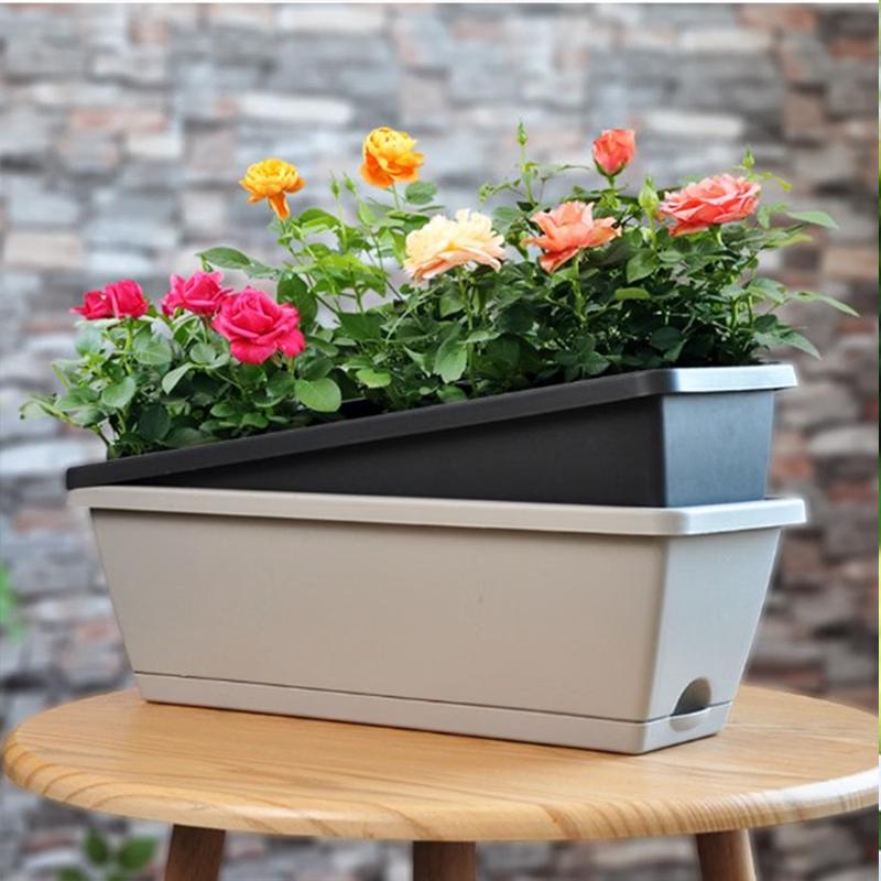 HEIXIE Thickened Rectangular Balcony Planting Pots (10-Pack)