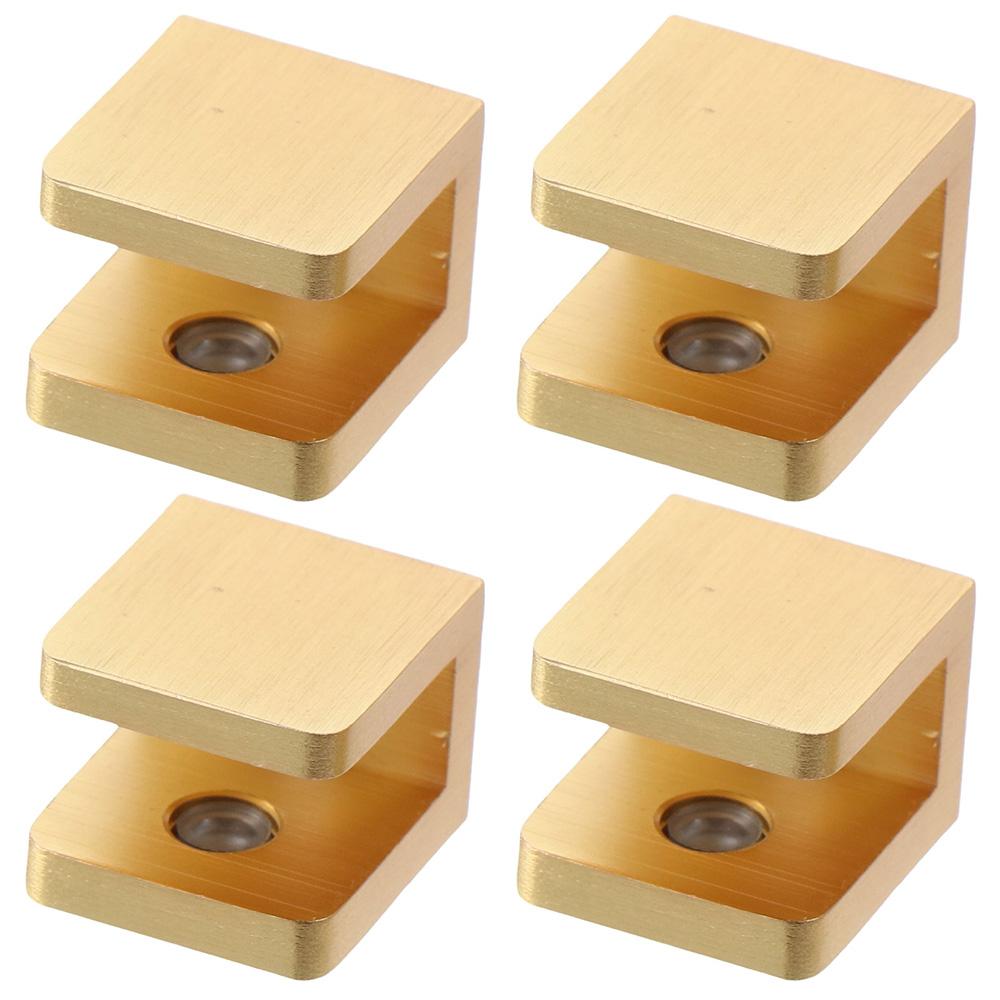 

4 Pcs Frameless Solid Brass Shower Glass Clamp Gold Rectangular Fixed Panel Shelf Clips 6~10mm Glass 8 inch