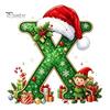 Santa Hat Letter Tree Pendant 26 Alphabet Christmas Ornament, Personalized Letters Acrylic Hanging Decoration with Festive Elf Pattern Initial