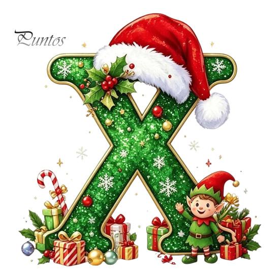 Santa Hat Letter Tree Pendant 26 Alphabet Christmas Ornament, Personalized Letters Acrylic Hanging Decoration with Festive Elf Pattern Initial