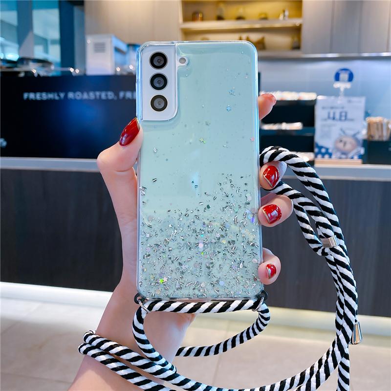

POCO X6 Glitter Necklace Case For Xiaomi Redmi Note 13 12 11 10 Pro 11s 12C 13C 14C F6 X5 M6 Crossbody Lanyard Strap Phone Cover Redmi Note 11S 4G&Case & Strap