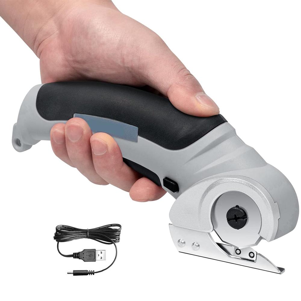 Cordless Electric Scissors Cardboard Cutter with Safety Lock 4.2V Electric Mini Cutter Rechargeable Rotary Cutter for Leather