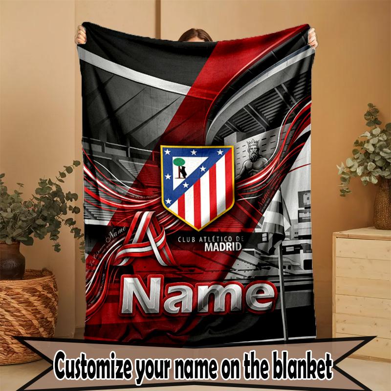 Individualizuotas su vardu Atletico Madrid spaudinio pledas, namų dekoras, miegamasis, sofa, stovyklavimas, svetainės sofa, dovanos gimtadieniui, Kalėdoms
