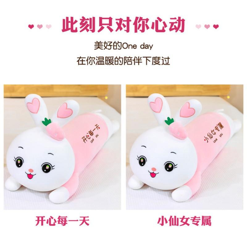 Strawberry Plush Rabbit Toy Long Body Stuffed Animal Girls Sleep Pillow Birthday Gift Soft Cuddly Companion