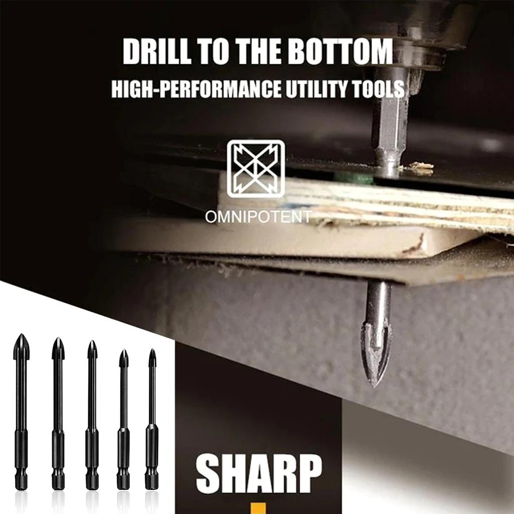 5pcs Drill Bit Set Triangle Drill Bit with Hex Shank 3/4/5/6/7mm Drill Bit Straight Shank for Metal Stainless Steel Drilling