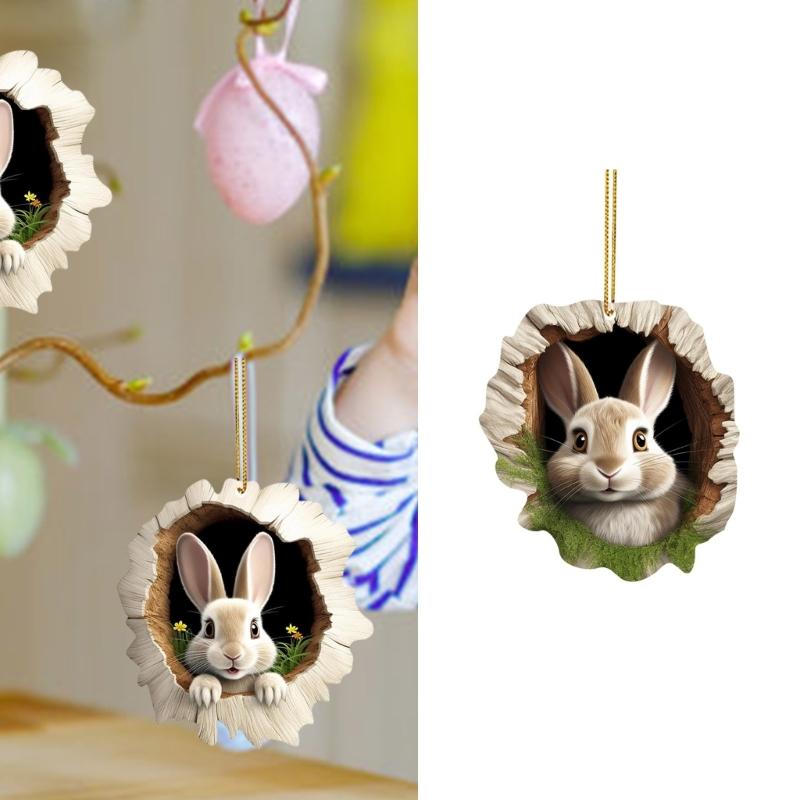 Easters Rabbit Decors Colorful Handmade Easters Ornament Acrylic Texture Suitable for Storefronts and Party Enthusiasts