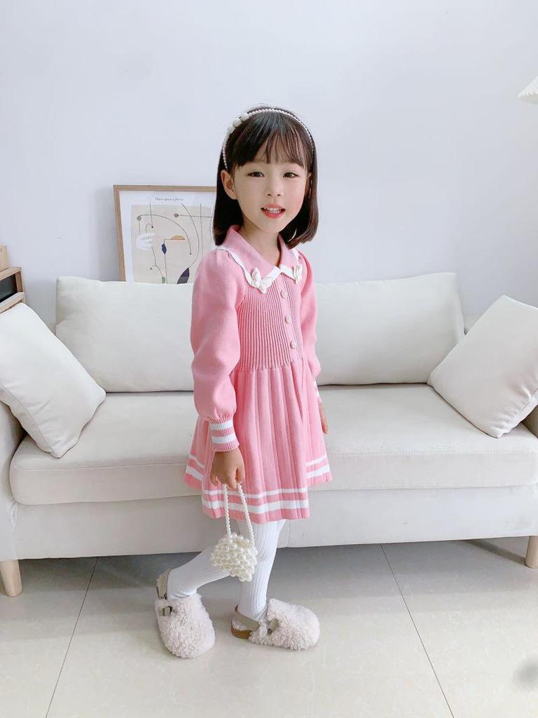 Rochie Pulover Tricotată pentru Fete Stil Coreean Toamnă/Iarnă 2023 - Design Trendy, la Modă și Dulce de Prințesă