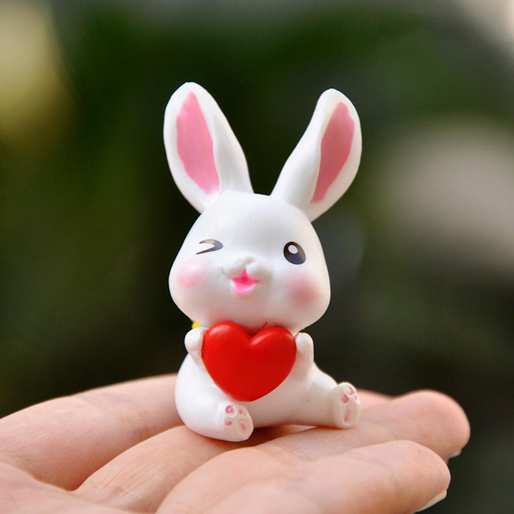 Craft 6PCS/SET Cartoon Model DIY Cute Rabbit Figurine Home Decor Miniatures Micro Landscape
