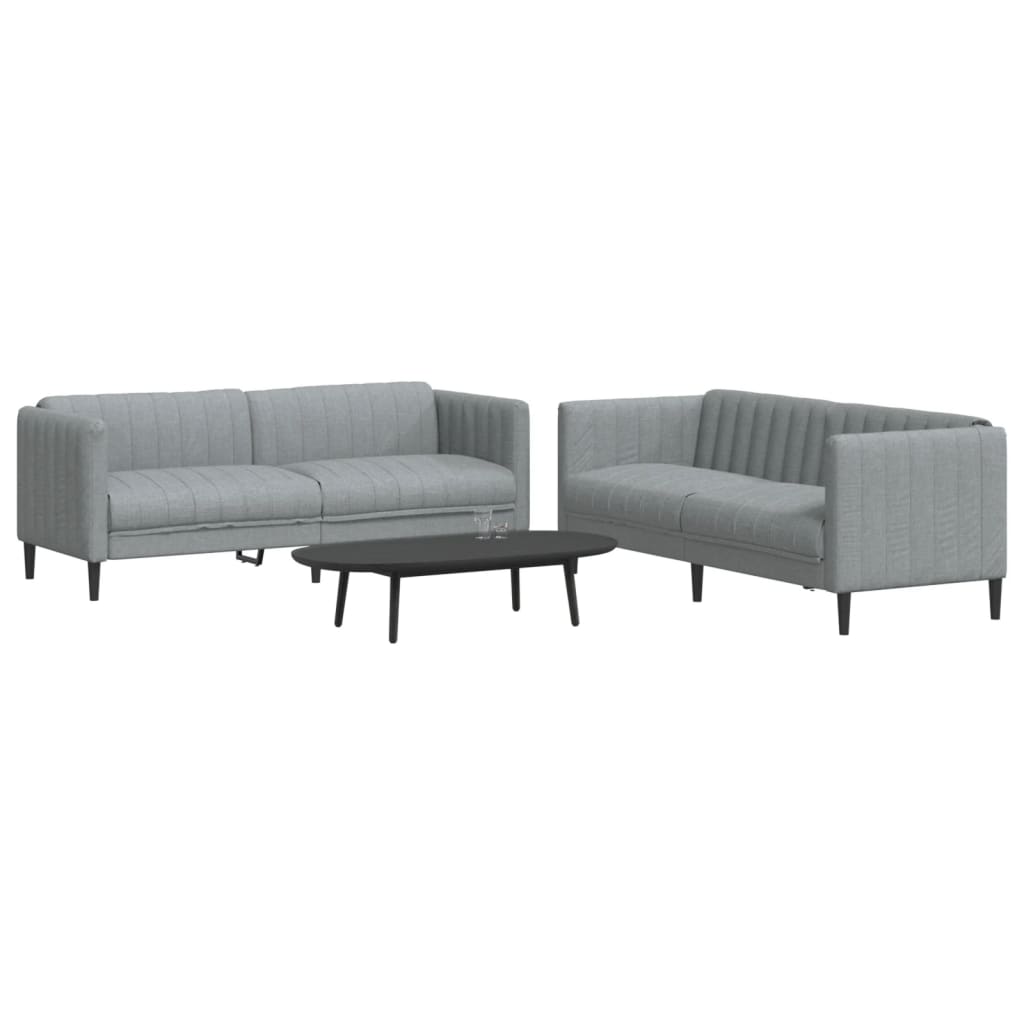 2 Piece Sofa Set Light Grey Fabric