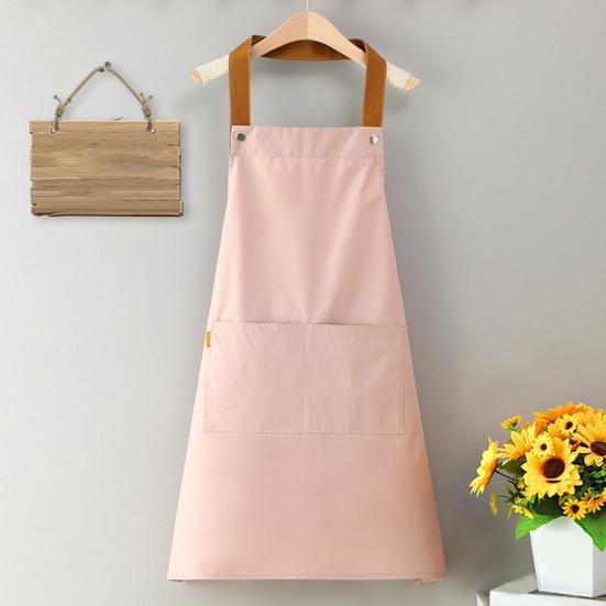 Solid Color Kitchen Apron with Dual Pockets Waterproof Oil-proof Adjustable Breathable Men Women Chef Cooking Baking Bib Apron