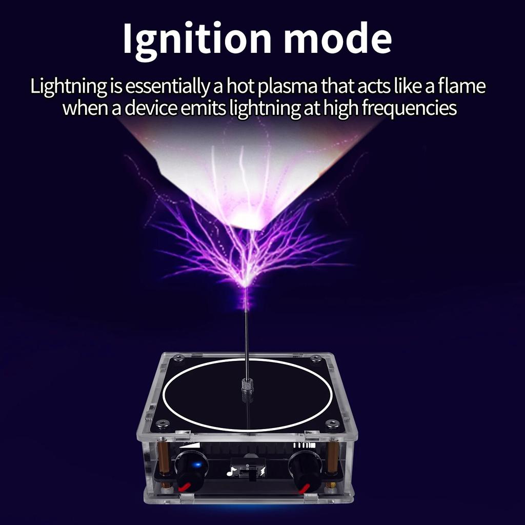 Multi-Function Mini Tesla Coil with Bluetooth/AUX Dual Music Sync & Touchable 8cm Lightning Generator for Physics Experiments