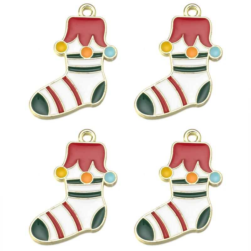 10pcs/lot Alloy Drip Oil Pendant Santa Claus Snowman Christmas Tree Charm Pendant For DIY Men Women Earrings Necklace Party Gift