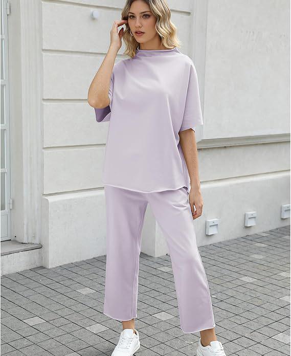 2025 Euro-American Spring/Summer Solid Color Two-Piece: Versatile Wide-Leg Pants & Top Set