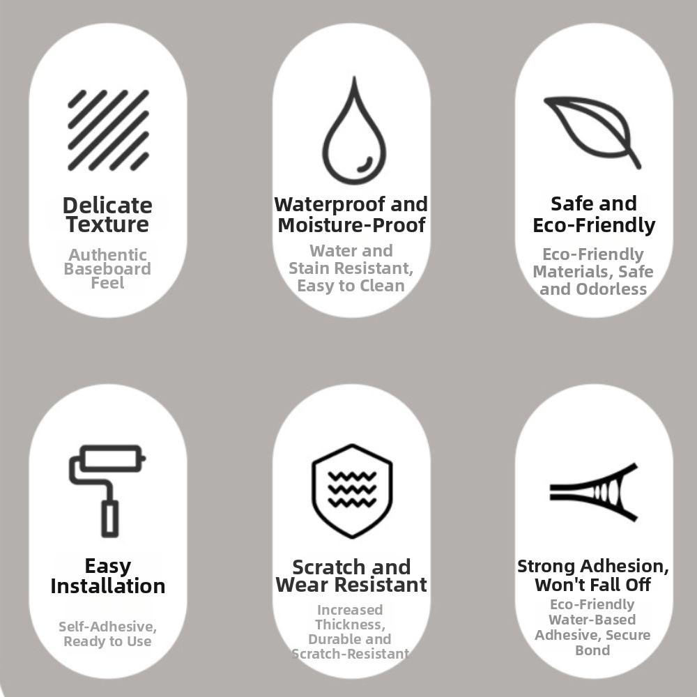 Thickened Self-Adhesive Skirting Board Waterproof Anti-Collision Decorative Baseboard Marble Pattern PVC