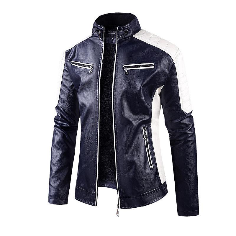 European Size Thin New Casual Leather Jacket for Men, Korean Style Slim-fit Trendy Youth PU Leather Jacket Men's Clothing