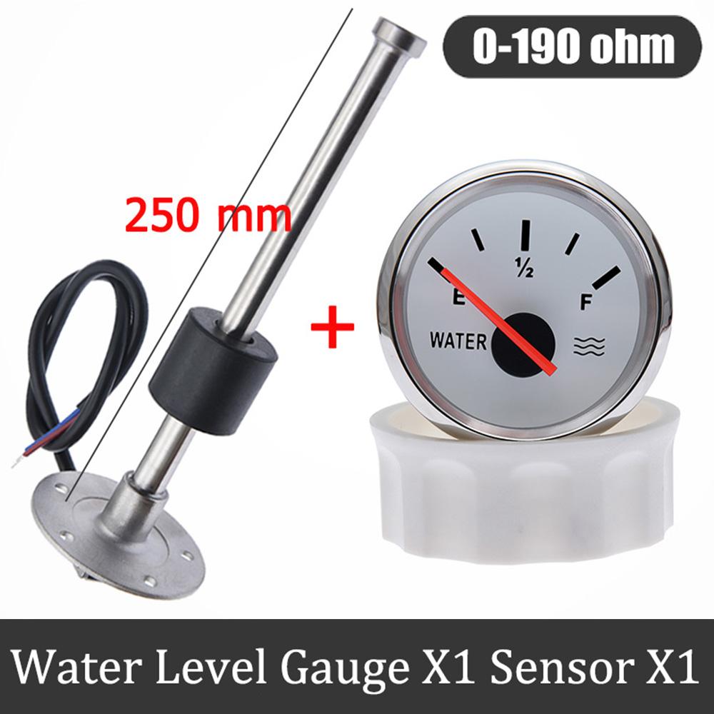 52mm Water Level Gauge With Water Level Sensor 0-190 Ohm Water Tank Level Indicator With Red Backlight 100-500mm Sensor