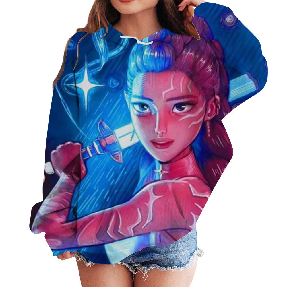 Høst 3D KPop Devil Hunter Trykte Hettegensere Moteable Casual Sport Langermet Dame Hettegensere