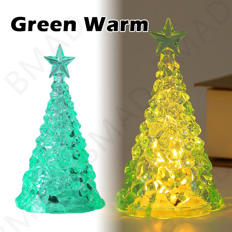 Crystal Glowing Christmas Tree Light Xmas Desktop Decorations Warm Colorful Festival Ornaments Crystal Night Light