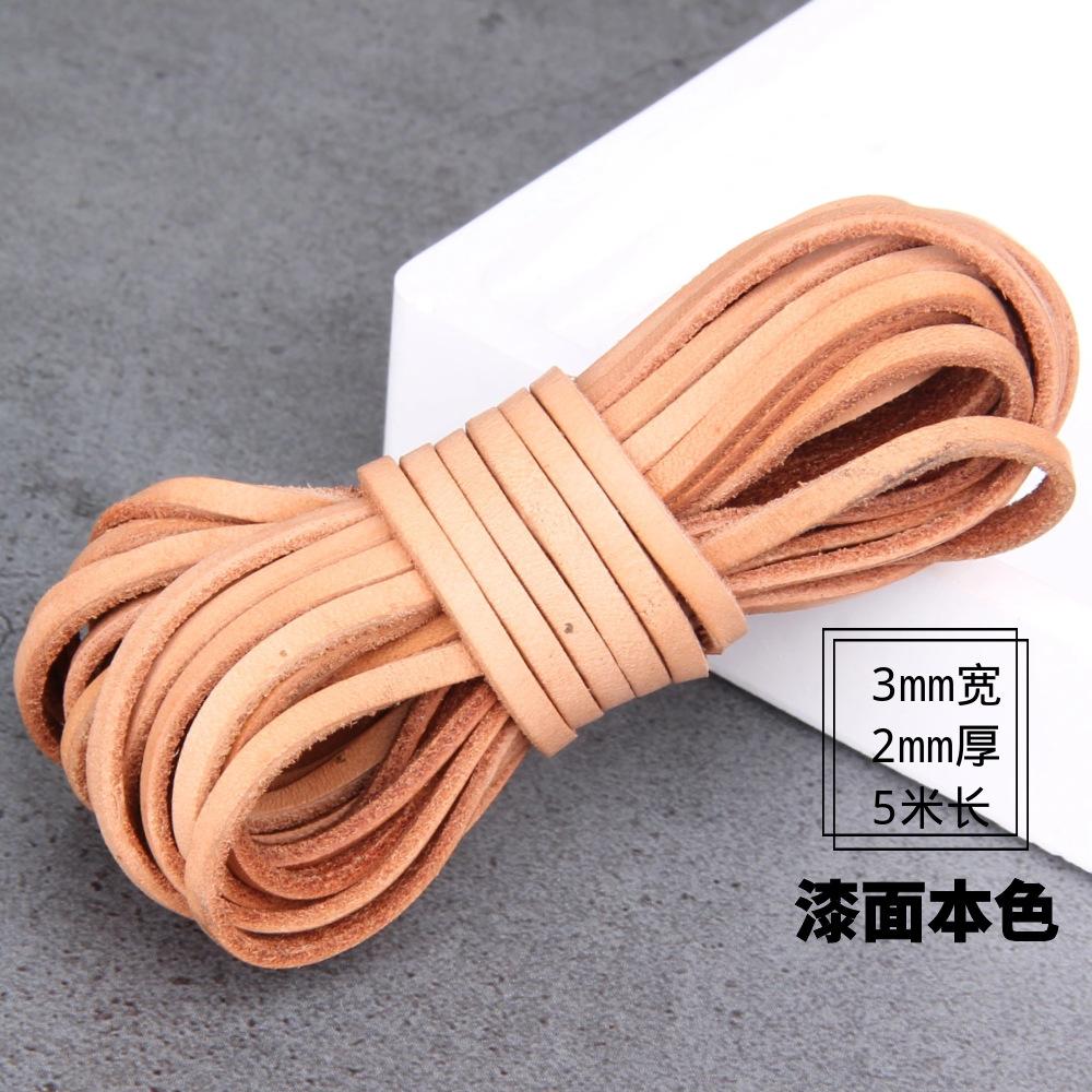 Diy Jewelry Material Handmade Beaded Accessories, Real Cowhide Strip 3Mm Wide First Layer Flat Leather Rope Bracelet Necklace Rope
