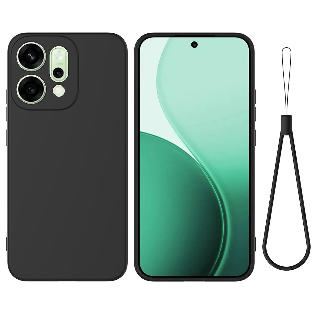 For Oppo Reno14 Pro 5G (China)/Oppo Reno14 Pro 5G (Global) Liquid Silicone Case Phone Back Cover with Hand Strap