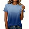 Women's Casual Pullover T-Shirt Short Sleeve Crew Neck Gradient Color Top Lightweight Soft Fabric Summer Wear