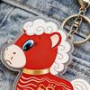 Yousheng 2026 Year of Horse Keychain Pendant Acrylic Red Horse Cartoon Design Metal Ring Key Chain with Happy New Year Blessings Backpack Schoolbag