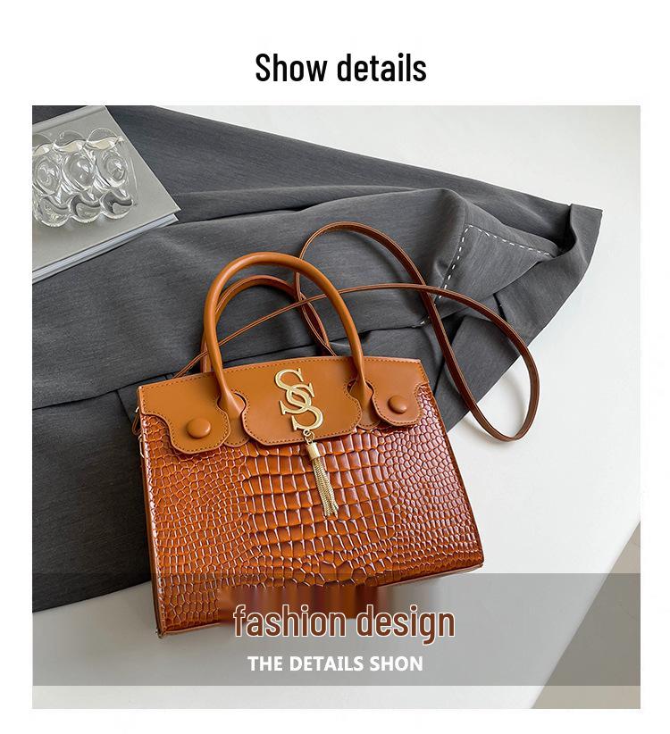 2025 Podzimní Minimalistická Retro Crossbody Taška přes Rameno s Krokodýlím Vzorem