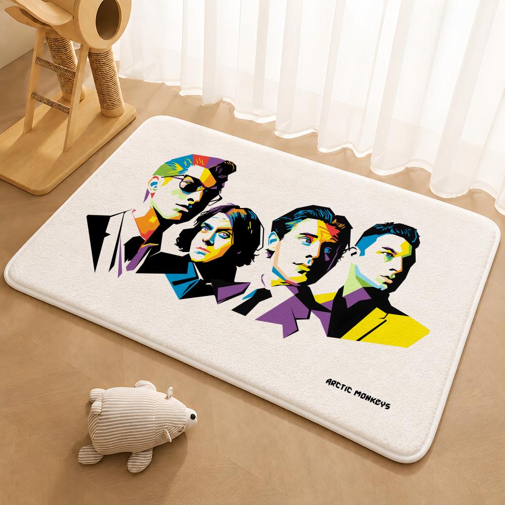 Band A-ArcticS M-Monkeys Floor Mat Floor Mat Soft Flannel Non-Slip Door  Rug for Living Room