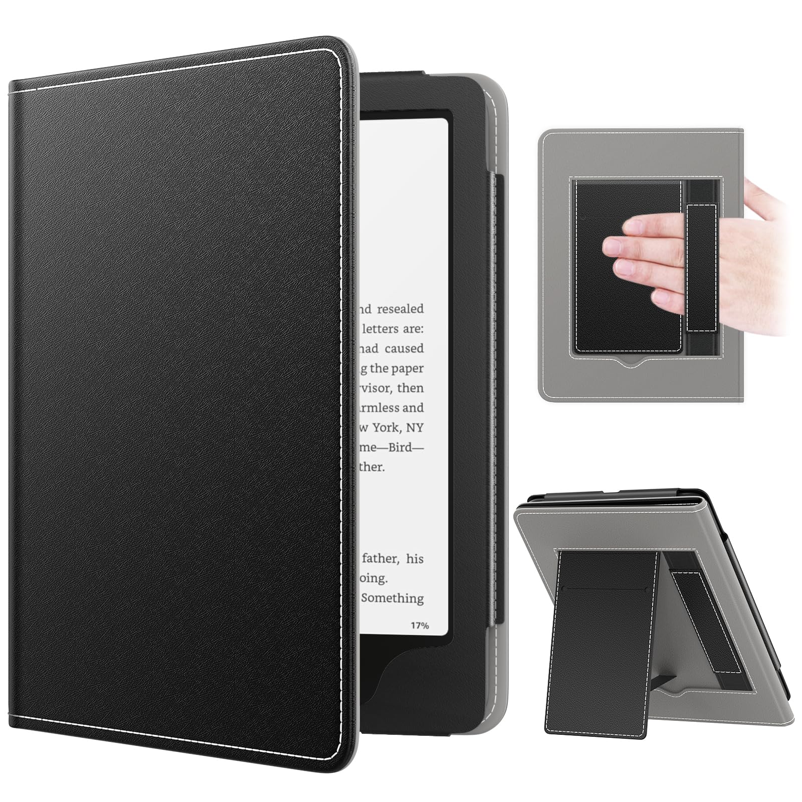

Защитный чехол MoKo Kindle Paperwhite для Kindle Colorsoft 1-го поколения, чехол-подставка с ручным фолио, черный, 2024/2021, 12-е/11-е поколение, чёрный