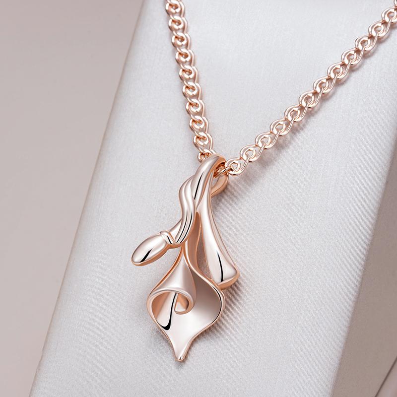 Unique Flower Ethnic Bridal Pendant Necklace For Women Fashion  Rose Gold Color High Quality Daily Fine Jewelry