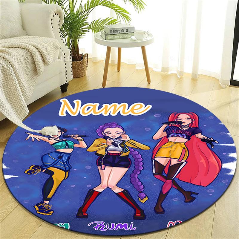 Personalized K-KPop Demon Hunters Round Chair Office Rug - Perfect for Mat, Office Chair & More - Ideal Gift for Birthdays and Holidays