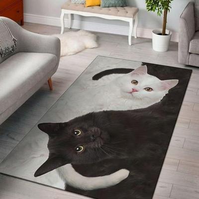 Tappetino decorativo gatto bianco e nero tappeto soggiorno camera da letto per bambini comodino tappetino antiscivolo cucina bagno