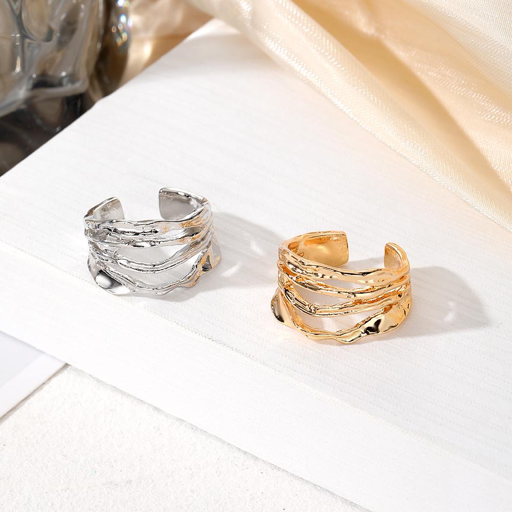 Multi-layered Silver Deluxe Ring Opening Adjustable Peplum Gift Accessory Girls Gold Party Wear Gold Shiny Thick Accessory