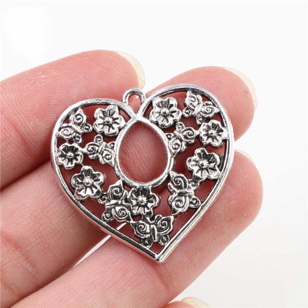 Fashion Antique Silver Plated Five-Pointed Star Heart Cute Handmade Charms Pendant:DIY for bracelet necklace