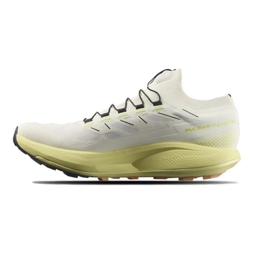 SALOMON Pulsar Trail PRO 2 Cushioning Abrasion Resistant Support Low Top Running Shoes Women's White Green Sneakers 476805