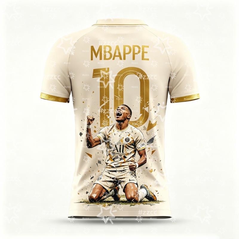 2026 Mbappe Fan Gift No.10 Football Jersey Training Suit Summer Sports Men's T-Shirt  Tee Cycling Jersey