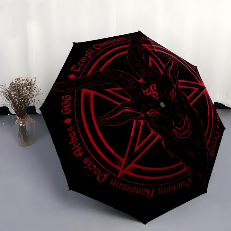 1pc Baphomet Symbol Satanic Art Umbrella with Plastic Handle,Suitable for All Seasons Home Travel Outdoor UmbrellaDD1274