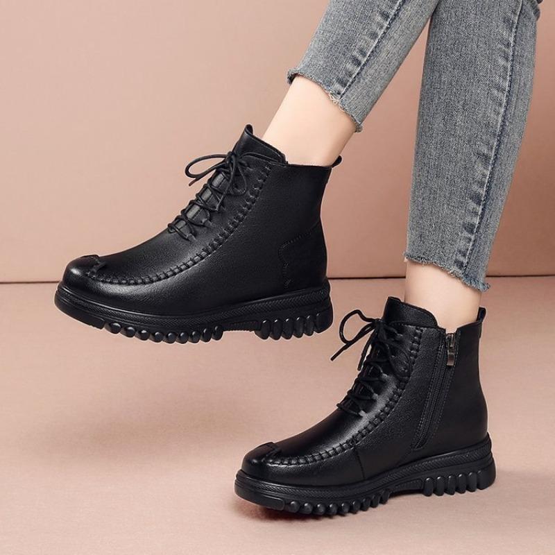 Winter flat short boots women's new velvet non-slip thickened cotton boots keep warm women's cotton shoes snow boots children