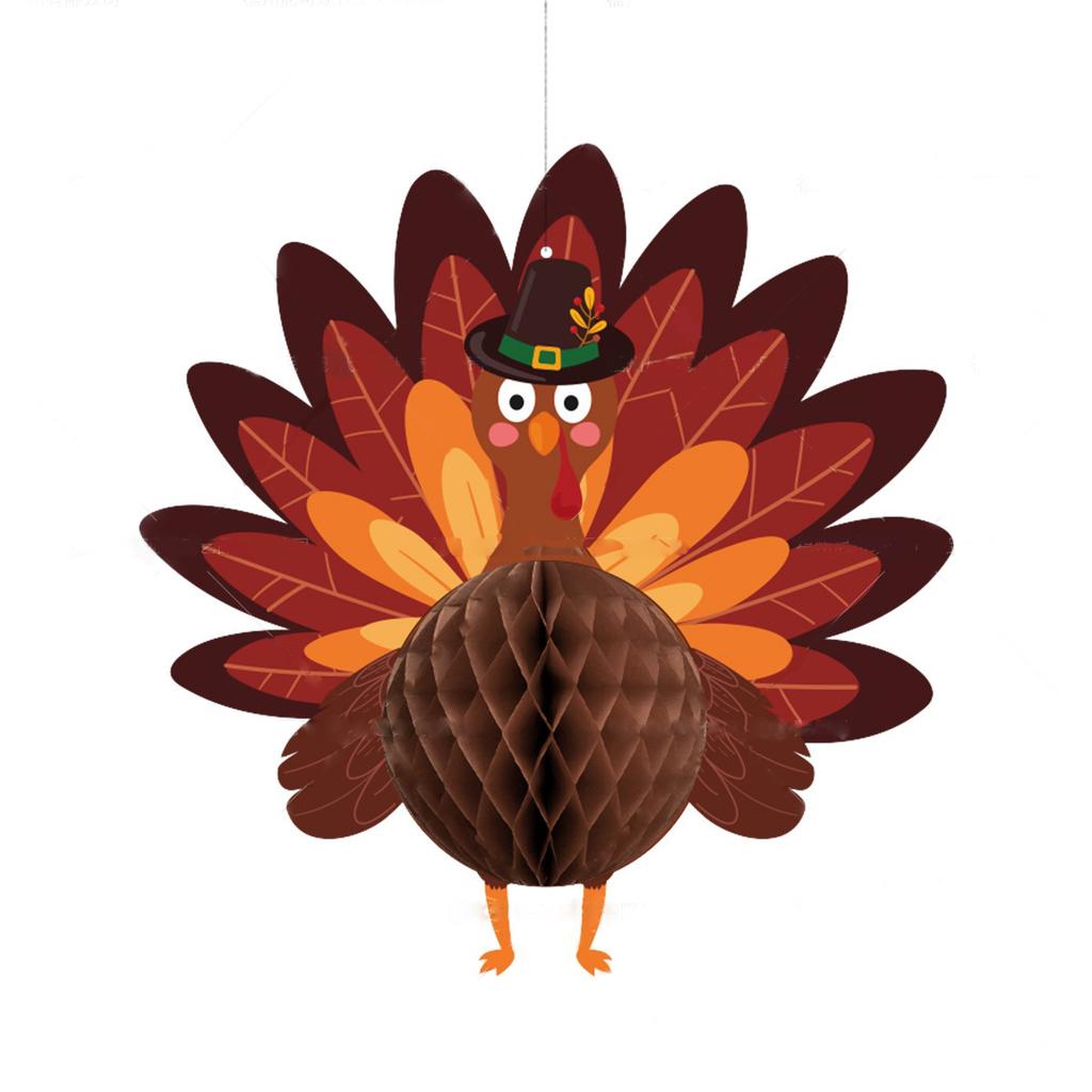 Thanksgiving Turkey Honeycomb Ball Hanging Pendants Fall Harvest Festival Table Ornaments Happy Thanksgiving Day 2025 Decoration