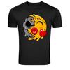 Half Skull Half Melting Kiss Emoji With Heart Cartoon Graphic T-Shirt