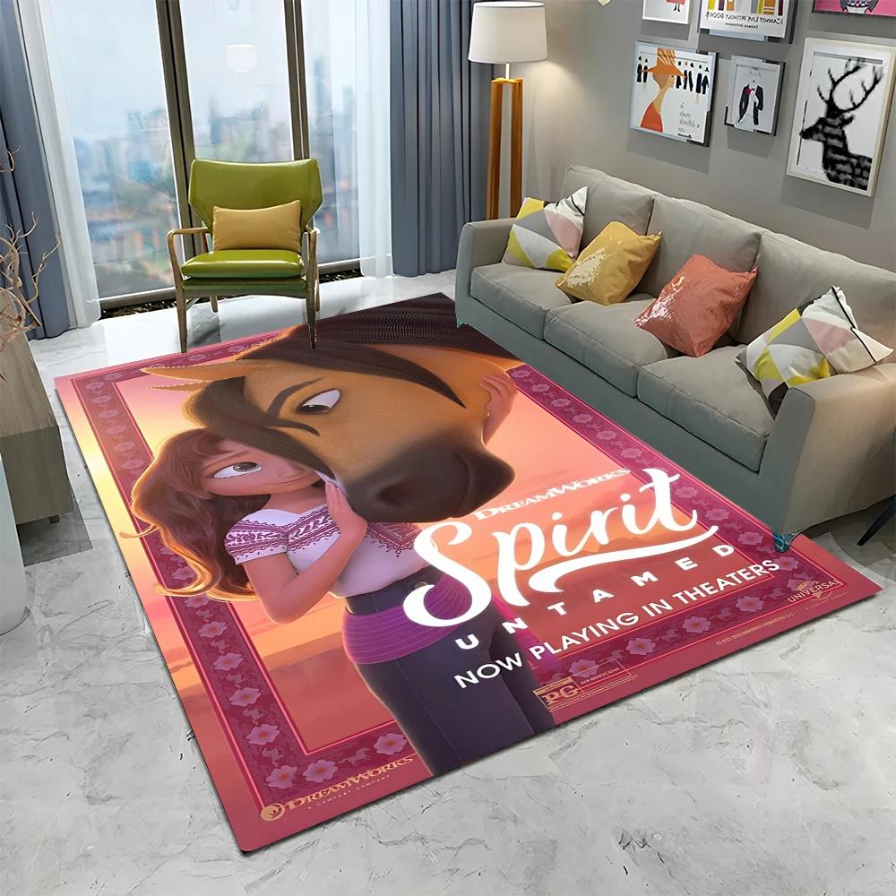 Cartoon Spirit Riding Free Horses 3D Carpet Rug for Home Living Room Bedroom Sofa Doormat Decor,kid  Area Rug Non-slip Floor Mat